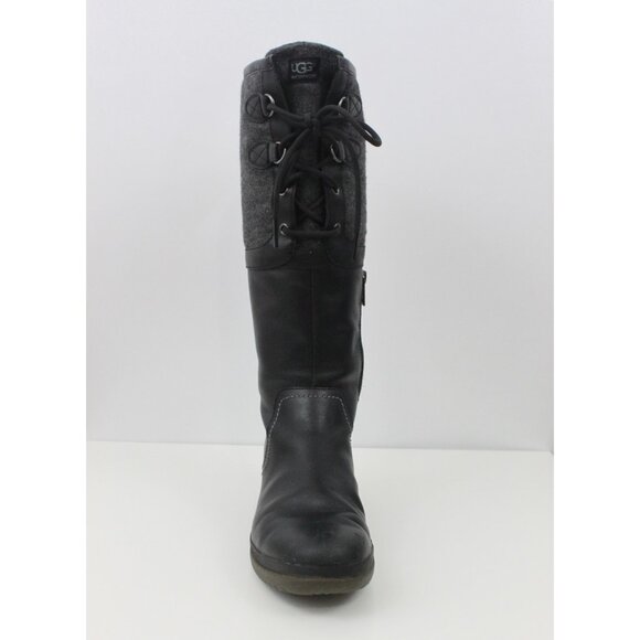 Ugg Women Boots Elsa Knee High Shearling Waterproof 1005578 Leather Black Sz 8 - Picture 9 of 15